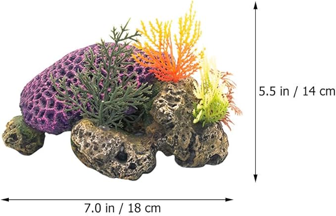HANABASS Aquarium Turtle Coral Decor Simulation Resin Fish Tank Decoration 7.08X5.51X3.54In Realistic Coral Ornament for Aquatic Turtle and Fish Tank Landscaping