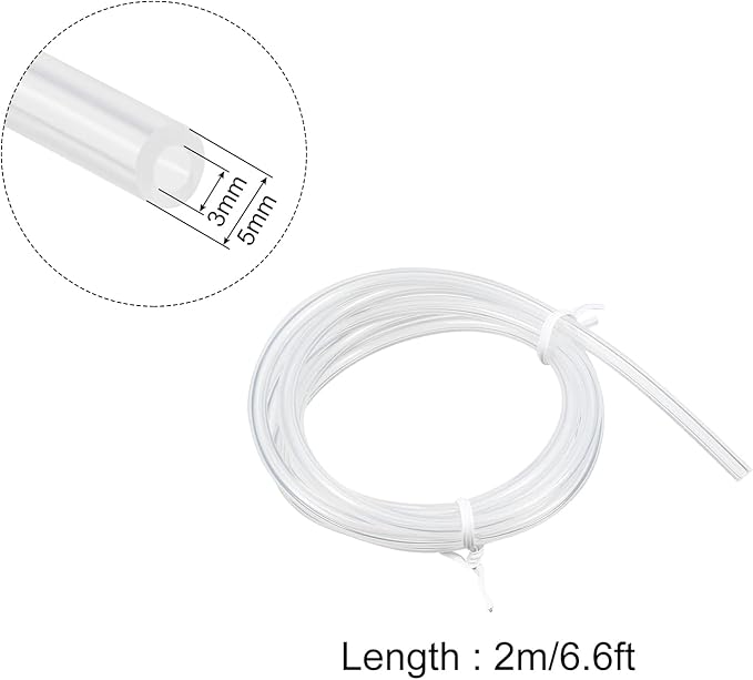 Silicone Tubing Flexible Silicone Tube, [for Pump Water Transfer, Fish Tank, Aquarium] - 1/8"x3/16"/6.6ft/Clear