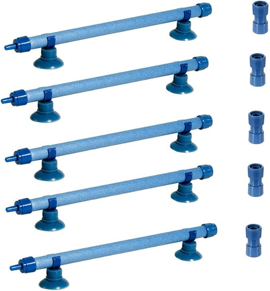 Quickun Aquarium Air Stone Bubble Wall Tube Oxygen Diffuser Bar Decor Accessory for Fish Tank 10 Inch Length,5PCS