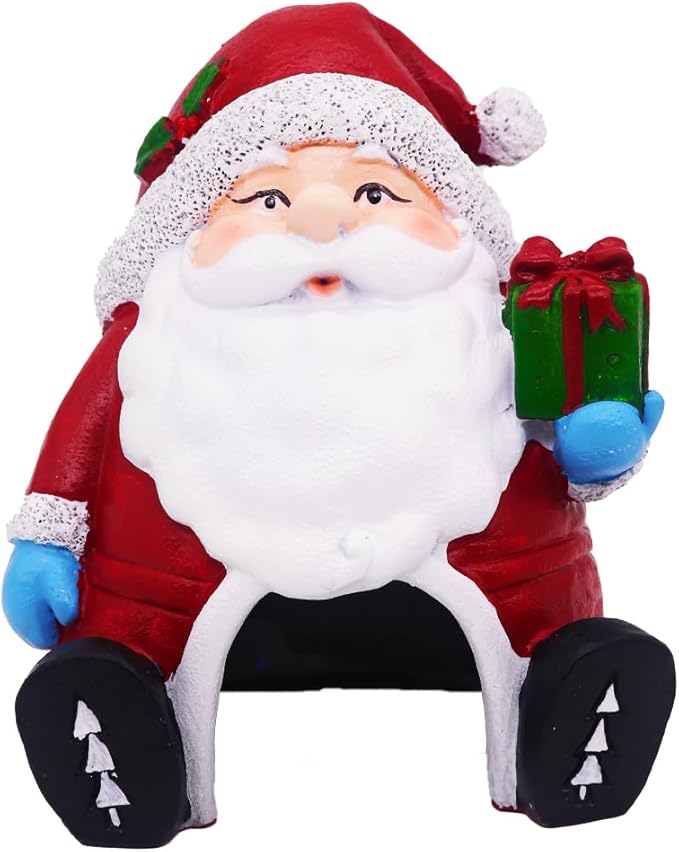 Ulifery Santa Claus with Gifts Aquarium Ornament Christmas Fish Tank Decorations for Betta Hiding 5-30 Gallon Tank, White and Red