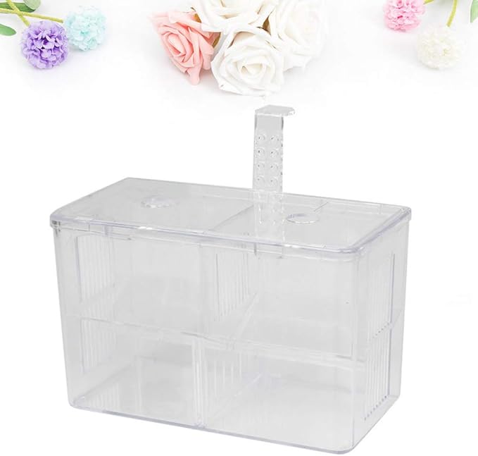 Fish Breeding Box Acrylic Aquarium Fish Box with Hook Aquarium Acclimation Hatchery Incubator for Shrimp Clownfish Guppy