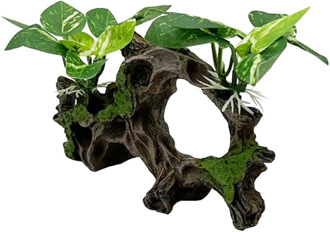 Fish Tank Decorations Aquarium Decor Ornaments Betta Silk Leaf pad Hammock Artifical Driftwood Cave Goldfish Bowl Accessories (Type-H)