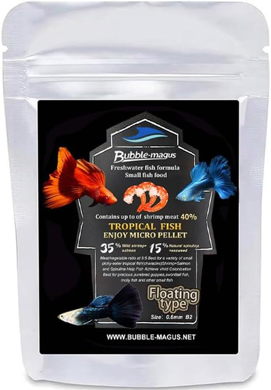Bubble Magus Royal Guppy Mignon Pellet, All Natural Guppy Food, Sword Prawns, Spirulina, Highly Nutritious, for Cleaner Water and More Vibrant Color (2 Ounce)