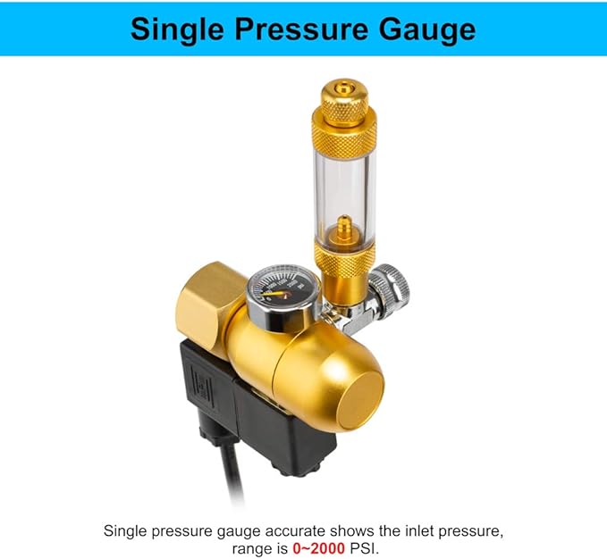 DaToo Aquarium CO2 Regulator with Bubble Counter Solenoid Check Valve Adjustable for Standard US Planted Tank CO2