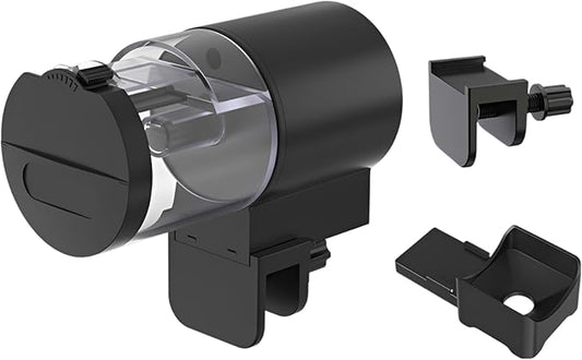 Automatic Fish Feeder for Aquarium, Smart Black Plastic Auto Dispenser with 7-Gear Precision Timer, Moisture-Proof, 100 ml Capacity, 4.7 x 2.4 x 3.0 in for Fish & Turtles