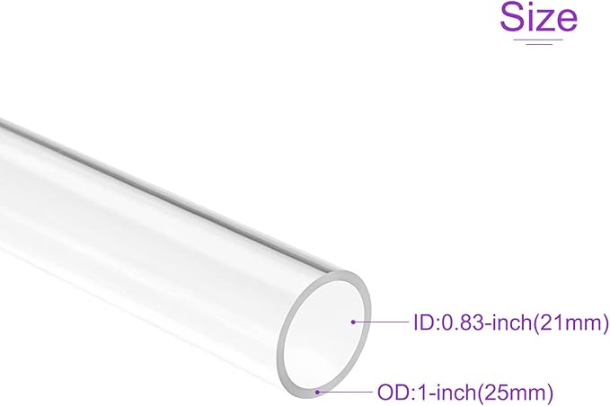 DMiotech 21mm x 25mm 20" Clear Acrylic Pipe Rigid Plastic Tubing for Aquarium Water Pipe, Water Cooling System, Plumbing