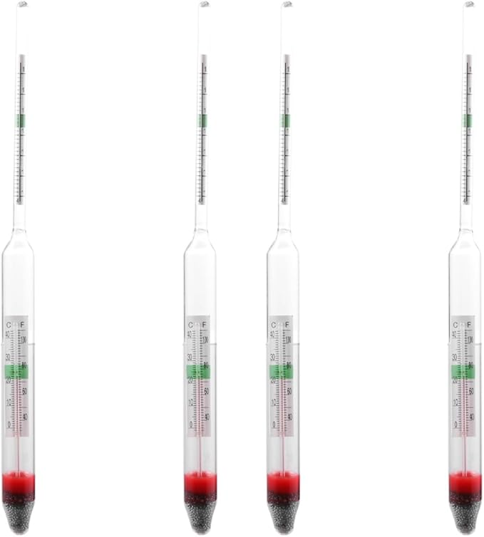 balacoo 4 Pcs Aquarium Hydrometer with Thermometer for Fish Tank Saltwater Salinity Measurement Floating Accurate Areometer 7.87In