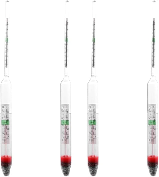 balacoo 4 Pcs Aquarium Hydrometer with Thermometer for Fish Tank Saltwater Salinity Measurement Floating Accurate Areometer 7.87In