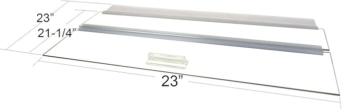 Glass Canopy for Aquariums with and Without Center Braces, 5 Gallon to 200 Gallon Aquariums (Tank Without Center Brace, 24" L x 24" W)
