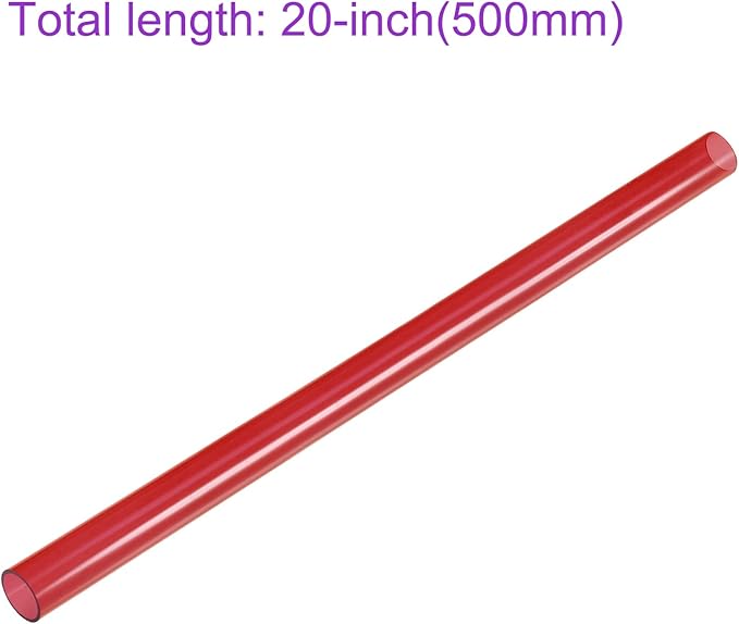 DMiotech 17mm x 20mm 20" Red Acrylic Pipe Rigid Plastic Tubing for Aquarium Water Pipe, Water Cooling System, Plumbing