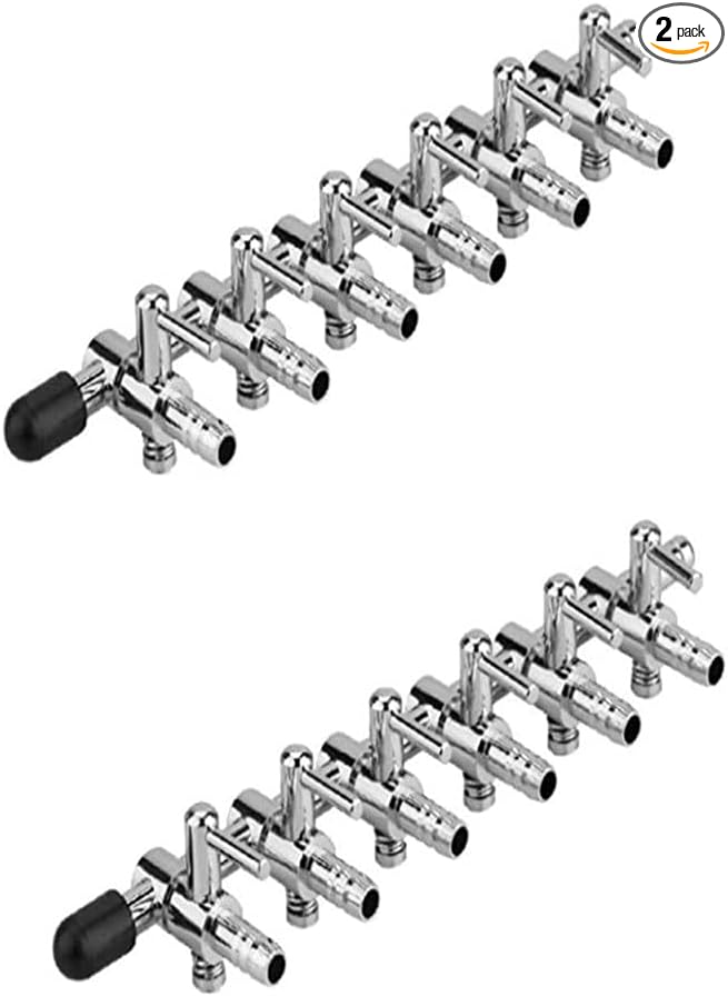 Aquarium Air Valve 6 Way Inline Manifold Air Flow Pump Tubing Splitter Lever Control Valve 2-Pack