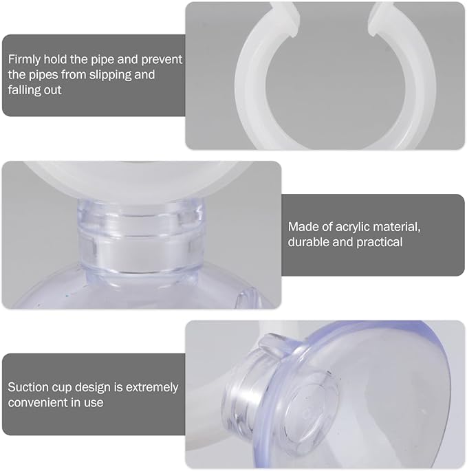 Abaodam 6 Pcs Aquarium Water Pipe Clamp Holder 1/2 Inch Tube Clip with Suction Cups for Fish Tank Air Hose Fixed Clip Small Fish Tank Accessories