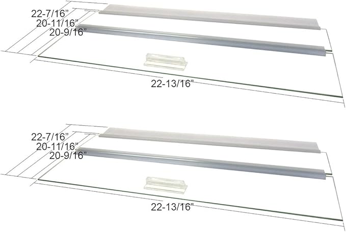 Glass Canopy for Aquariums with Center Braces, (Tank with Center Brace, 48" L x 24" W)