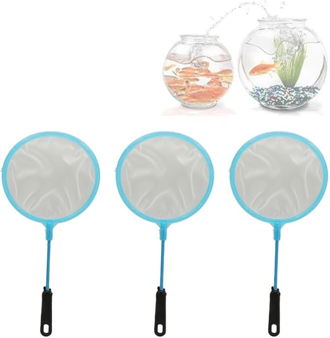 10 Pcs Small Size Fine Sieve Nylon Net Set Plastic Handle High Flexibility Fine Mesh Mini Fish Brine Shrimp Net for Fish Tank
