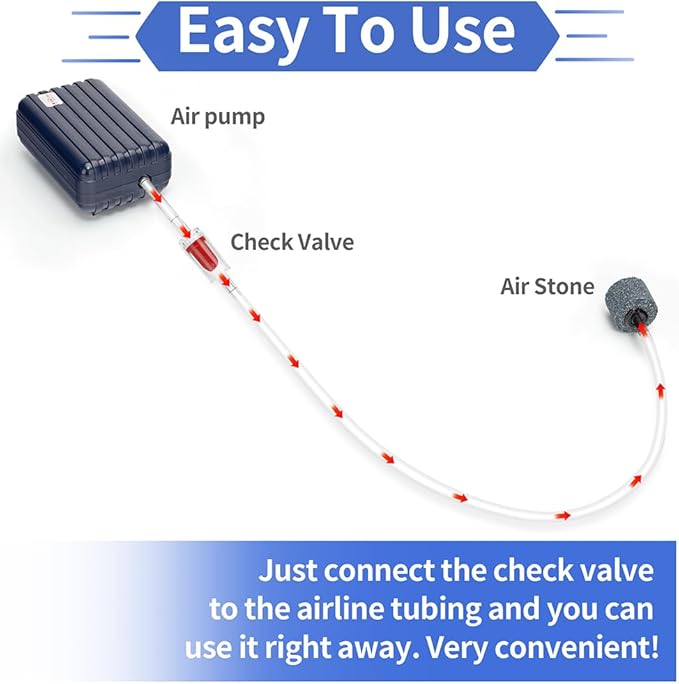 DaToo Aquarium Air Pump Check Valve 12PCS Fish Tank One Way Non-Return Check Valve Air Pump Accessories for 3/16 Inch Airline Tubing