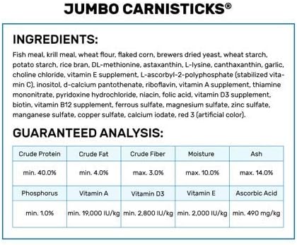 Hikari Tropical Jumbo Carnisticks Fish Food, 17.6 oz (500g)