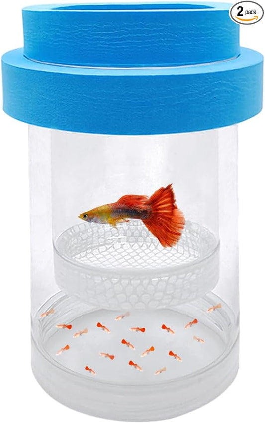 Floating Fish Breeding Isolation Box for Aquarium Tank Plastic Mesh Hatchery Incubator Breeder Box for Baby Fish Betta Shrimp Clownfish Guppy (Blue, Large)