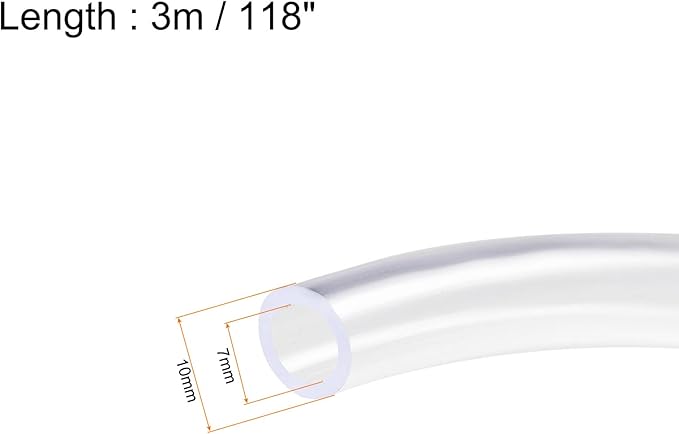 Clear Plastic PVC Tubing Flexible Vinyl Tube, [for Garden Irrigation Water Hose, Fish Tank, Aquarium] - 7mmx10mm/10ft