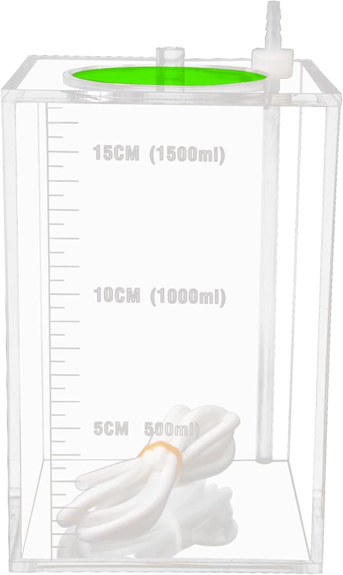 Aquarium Choice Acryli Made Liquid Storage Bucket Dosing Pump Reservoir Container (4.25 * 4.25 * 6.5 Inch;1500ml/1.5L（Green Version)