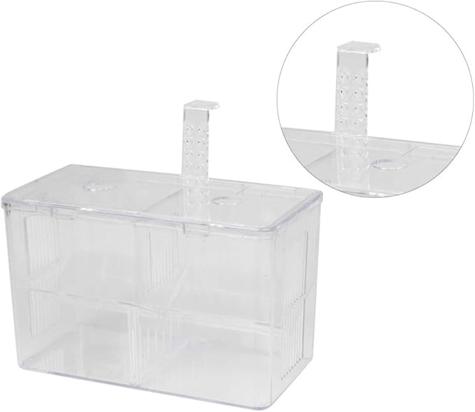 Fish Breeding Box Acrylic Aquarium Fish Box with Hook Aquarium Acclimation Hatchery Incubator for Shrimp Clownfish Guppy