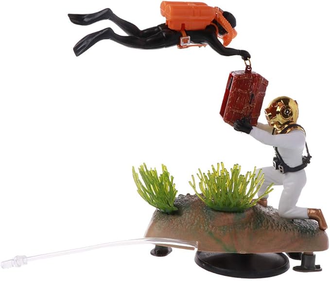 Aquarium Resin Decorations Theme Movable Diver for Fish for Tank Aquatic Pet Supplies with Air Hose Heater Light Thermometers Gravel Sand Filter Filter Light Heater