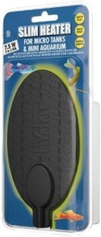 Hydor Betta Bowl Slim Fish Tank Heater, 7.5-watt, measures 5.4L x 2.5W inches oval, black; For tanks 2-5 gallons
