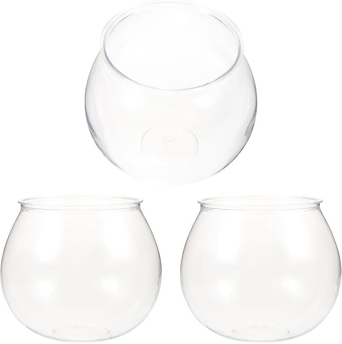 Alipis Desktop Fish Tank Small Clear Plastic Fish Bowl Round Aquarium Office Table Decor Shatterproof Mini Bowl with Plants