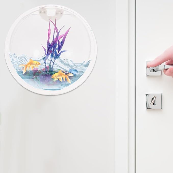 SEWACC Wall Mounted Acrylic Fish Tank 17cm Hanging Aquarium Bowl for Home Decor with Nail Installation, Suitable for Betta and Small Aquatic Pets Random Color