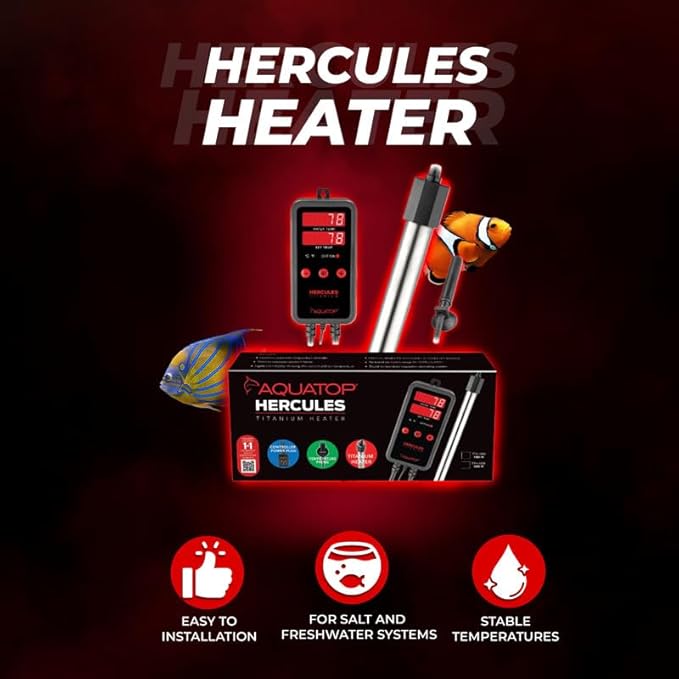 Aquatop Hercules 1,500-Watt Titanium Heater with Single Digital Controller - Up to 500-Gal - Adjustable Temperature - for Fresh & Saltwater Aquariums