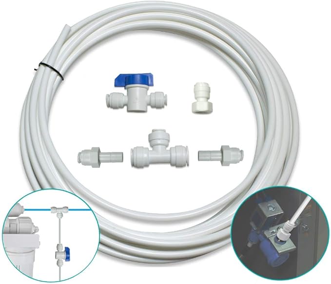 Metpure 1/4" & 3/8" Ice Maker installation Kit For Reverse Osmosis Systems & Water Filter Fridge Ice Maker Line with 25' Feet Tubing and Inline valve