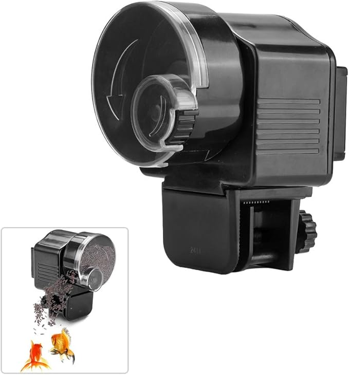 Automatic Fish Feeder, Programmable Schedule with Premium ABS Material, Aquarium Feeder 2.56 Inch Capacity for Home Tank Owners, Hobbyists, Vacation Feeding, and Daily Care