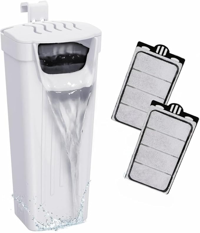 GOZILLA Turtle Tank Filter 74GPH, Low Water Level Turtle Tank 3.5W Fish Tank Aquarium Filters for Small Tanks up to 15 Gallons Include 2 Replacement Cartridge.(White)