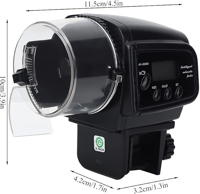 Automatic Fish Feeder Adjustable, Feeder with Display Screen, Timing Food Dispenser Stable Feeding Tool for Water Tank and Aquarium Daily Use