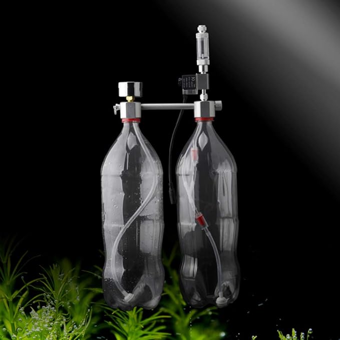 YUHOME Aquarium DIY CO2 Generator System Kit CO2 Generator System with Solenoid Valve Bubble Diffuser Carbon Dioxide Reactor Kit for Plants Aquarium, Silver