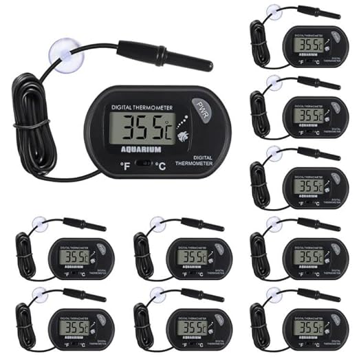10 Pack Aquarium Thermometer with Large LCD Display - Fish & Reptile Tank Temperature Test
