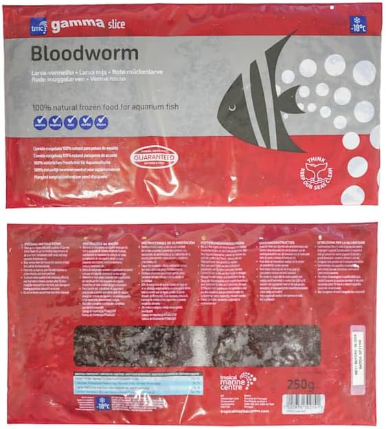 Gamma Frozen Food Bloodworms Slice Pack Fish Food, 750 Grams, Pack of 3