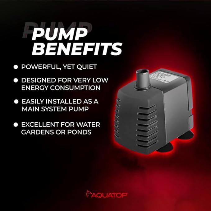Aquatop MaxFlow Submersible Aquarium Pump 237 GPH – Adjustable Flow Rate for Fish Tanks, Sumps, Statuary, and Water Features, SWP-820