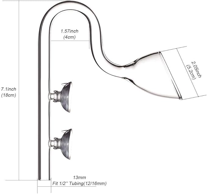 FZONE Aquatic Glass Lily Pipe Set with Lily Skimmer Inflow and Lily Outflow for Aquarium Filter 1/2''(12/16mm) Tubing
