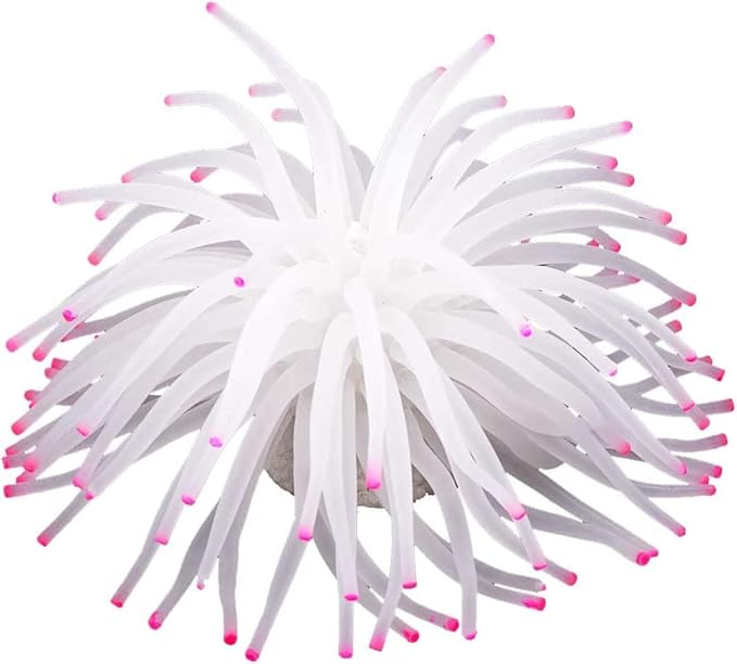 Artificial Aquarium Fish Tank Decoration Silicone Sea Anemone Artificial Fish Tank Ornament Decoration (White)