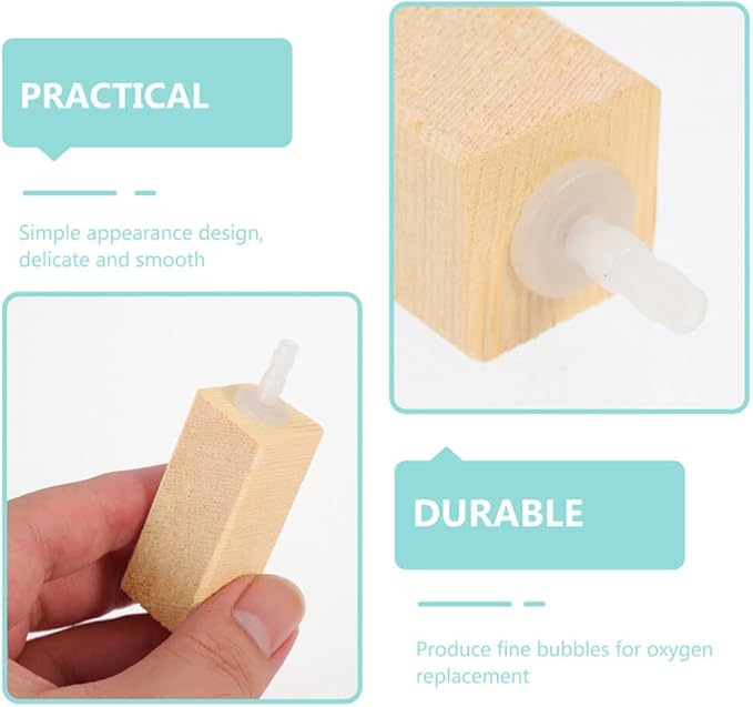 balacoo 4pcs Wooden Bubble Stone for Aquarium Natural Bubbler for Fish Tanks Oxygen Levels for Hydroponic Systems Maximizes Bubble Area Protein Skimmer Accessory