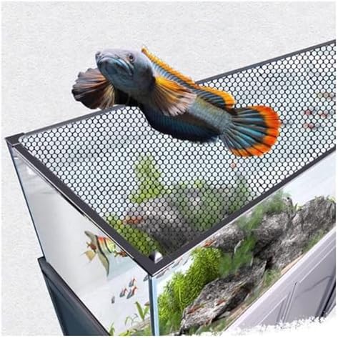 Aquarium Anti-Jump Net Cover Mesh with Ventilation Hood, Magnetic Top Lid for Fish Tanks, Custom Size (L55.1 x W23.6) - Perfect Protective Screen for Terrariums