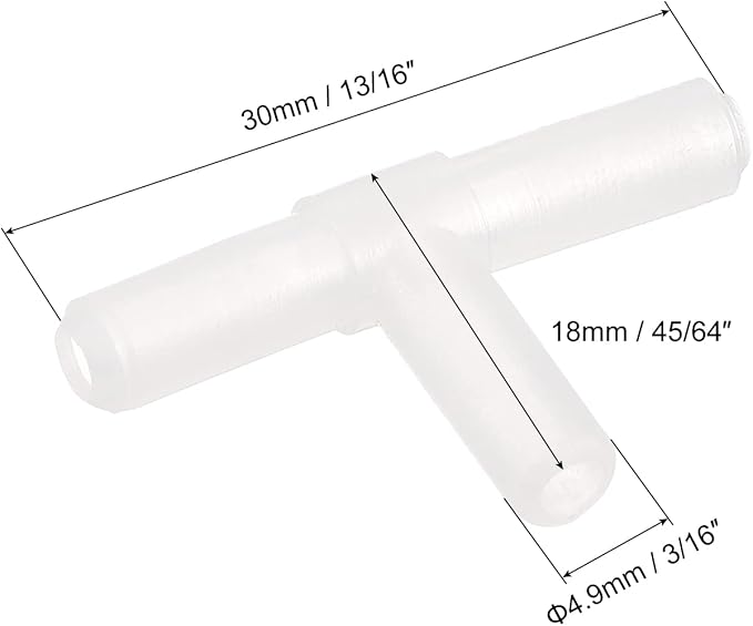 uxcell 48Pcs Aquarium Air Valve Connector Plastic Inline Tubing 3/16"(4.9mm) OD T-Shaped Aquarium Airline Tubing Connector for Fish Tank Pond Air Line