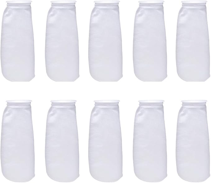 ALEGI Aquarium Filter Socks 4 inch by 14 Inch Long, 200 Micron - 4 Inch Ring Aquarium Felt Filter Bags (4 by 14 Inch - 10Pack)