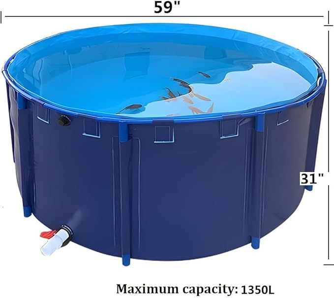 Large Collapsible Canvas Stock Tank Pond - Above Ground Fish Pond for Aquaponics, Koi, or Decorative Garden Water Feature