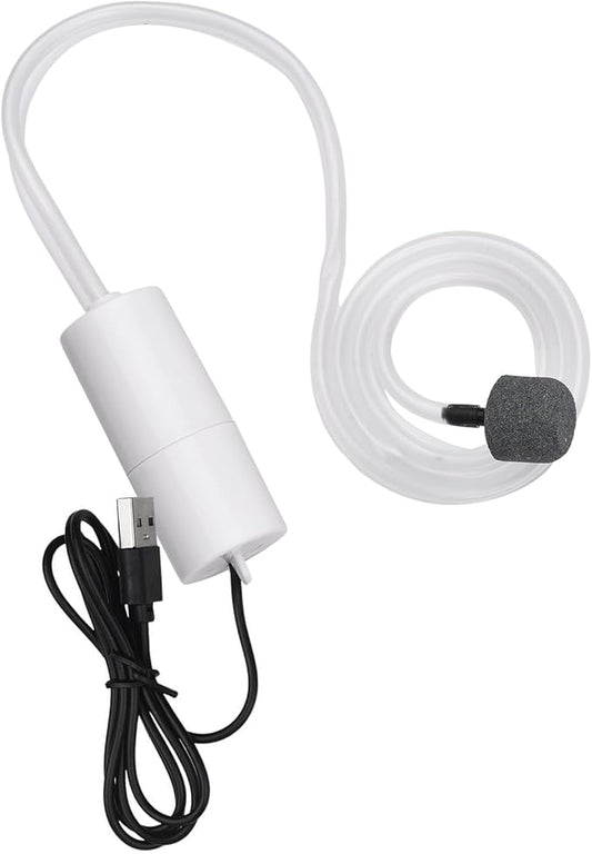 USB Aquarium Air Pump Silent Mini Oxygen Pump for Fish Tanks with Airline Tubing and Air Stone Home Fish Tank Accessories Plastic 8.5x3x3cm
