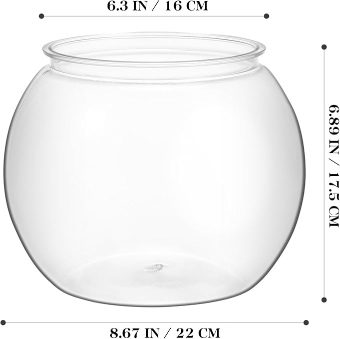 ULTECHNOVO 8.66 Inch Desktop Fish Tank Clear Plastic Round Fish Bowl 1.5 Gallon Portable Aquarium for Home Office Decoration and Plant Terrarium Container
