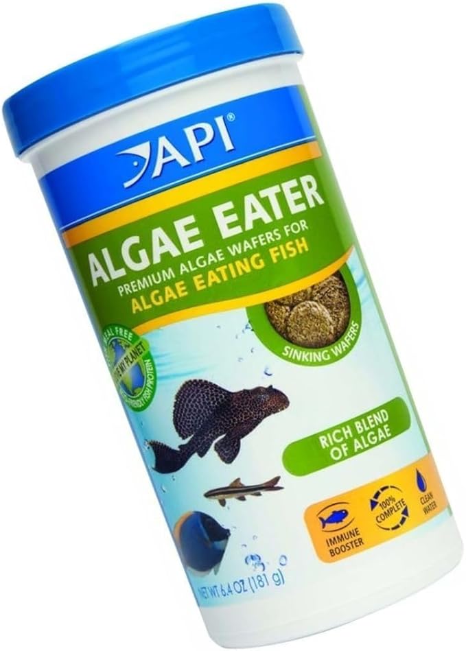 API Algae Eater Pea Protein Natural Pre-Biotic Algae Wafer with spirulina for Algae Eating Fish (6.4 Oz)