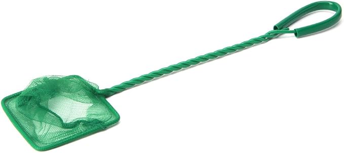 Aquarium Fish Net 4" Fine Mesh Green Skimmer Filter for Small Fish Tanks Catch Net with Comfortable