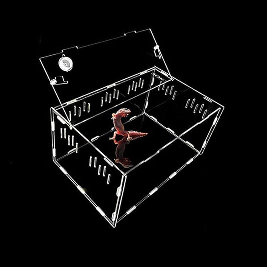 OMEM Transparent Acrylic Pet Reptile Box-Pet Reptile Combination Breeding Box Spider Scorpion Snake Transparent Breeding Box (L)