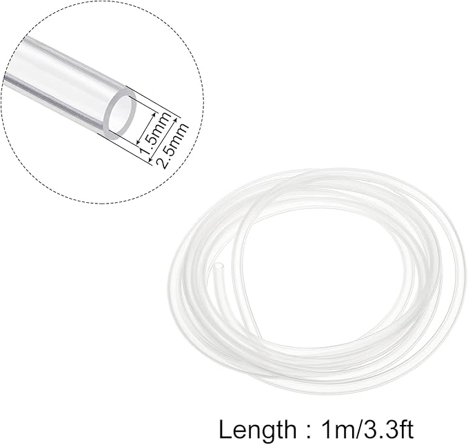 Silicone Tubing Flexible Silicone Tube, [for Pump Water Transfer, Fish Tank, Aquarium] - 1.5mmx2.5mm/1m/Clear